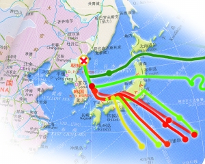 朝鮮核試驗(yàn)放射性物質(zhì)軌跡示意圖。