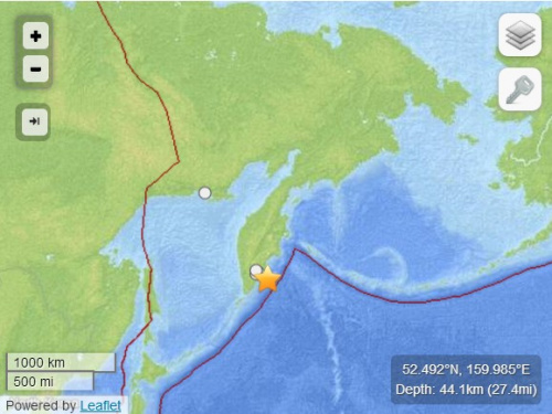 俄羅斯遠東海域發(fā)生5.9級地震震源深度44公里