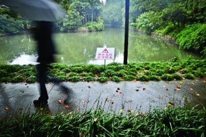 婦女意外栽倒公園湖中 "上海爺叔"跳湖救人